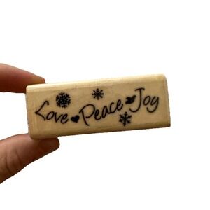 Love Peace Joy Heart Dove Snowflake Wood Mounted Rubber Stamp NEW‎